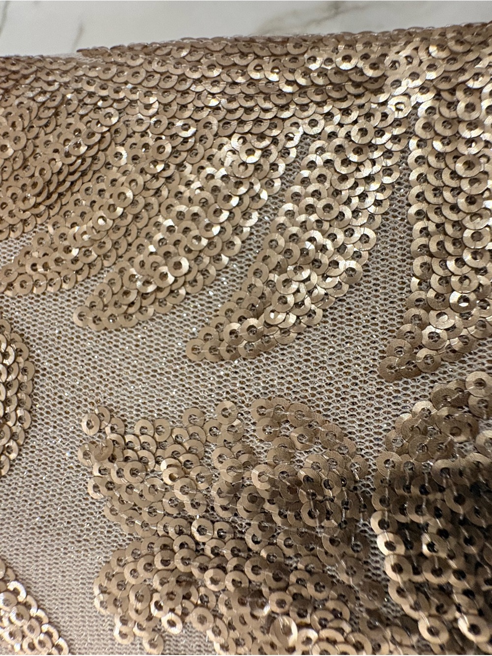 Gold Sequin Embellished Evening Clutch - Champagne - Picture 3 of 3